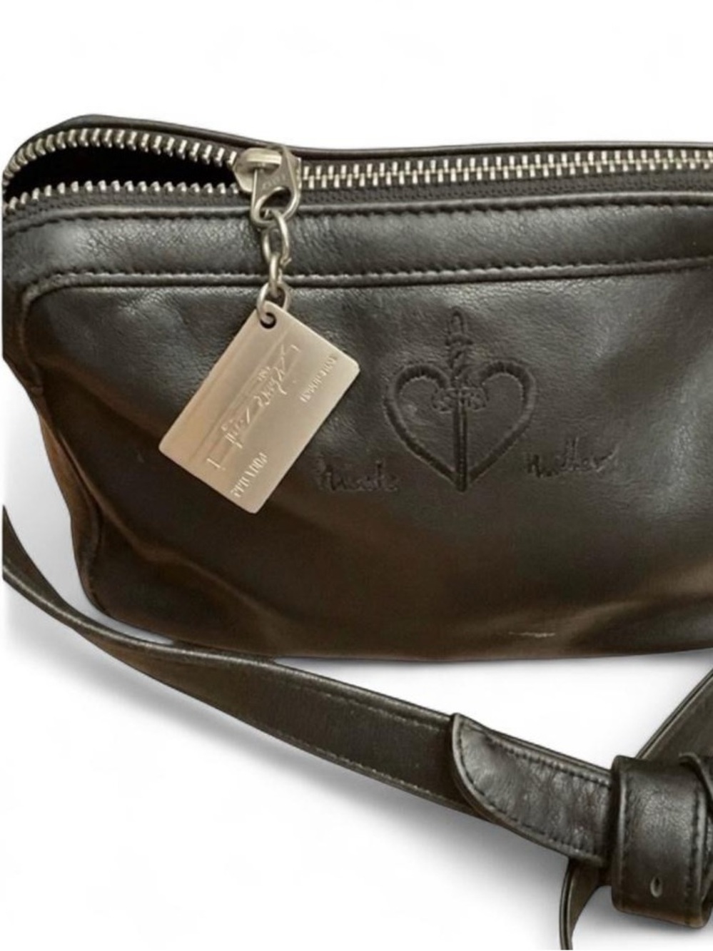 Nicole Miller Black Leather Crossbody Bag